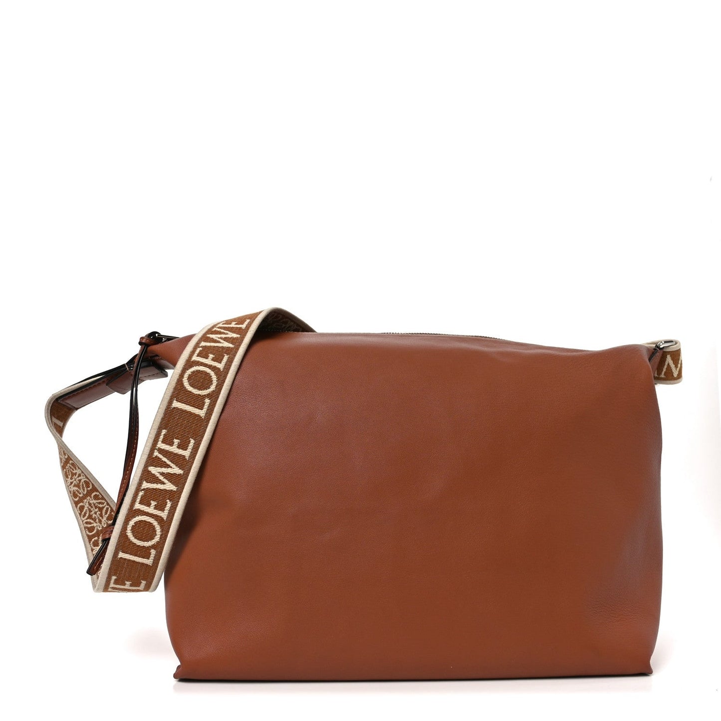 Supple Smooth Calfskin Jacquard Cubi Crossbody Bag Tan