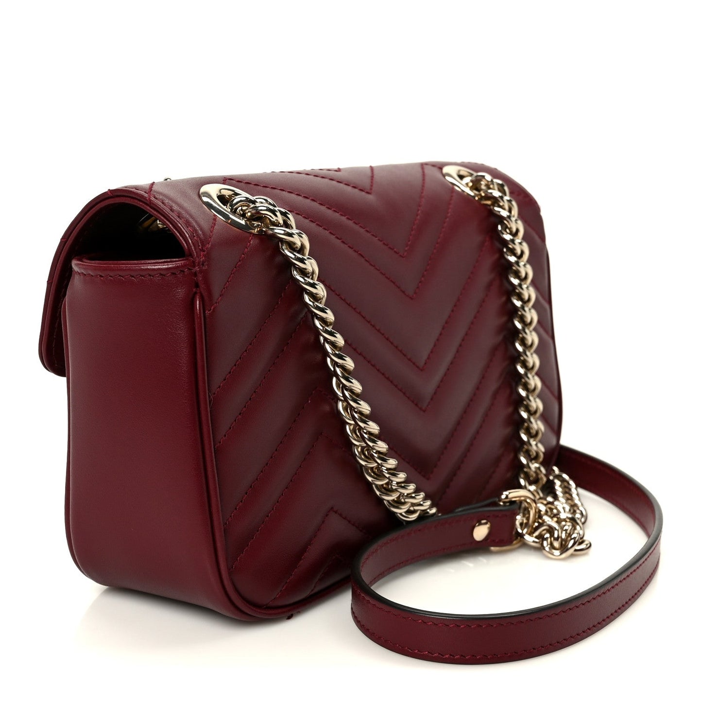 Calfskin Matelasse Small GG Marmont Shoulder Bag Rosso Ancora Red