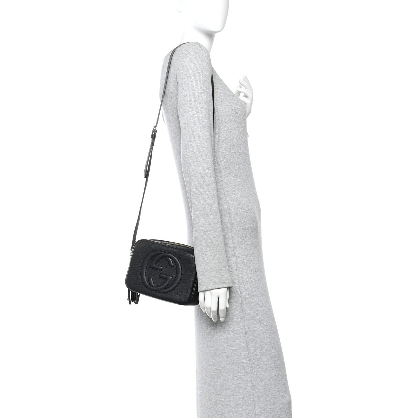 Pebbled Calfskin Small Soho Disco Bag Black