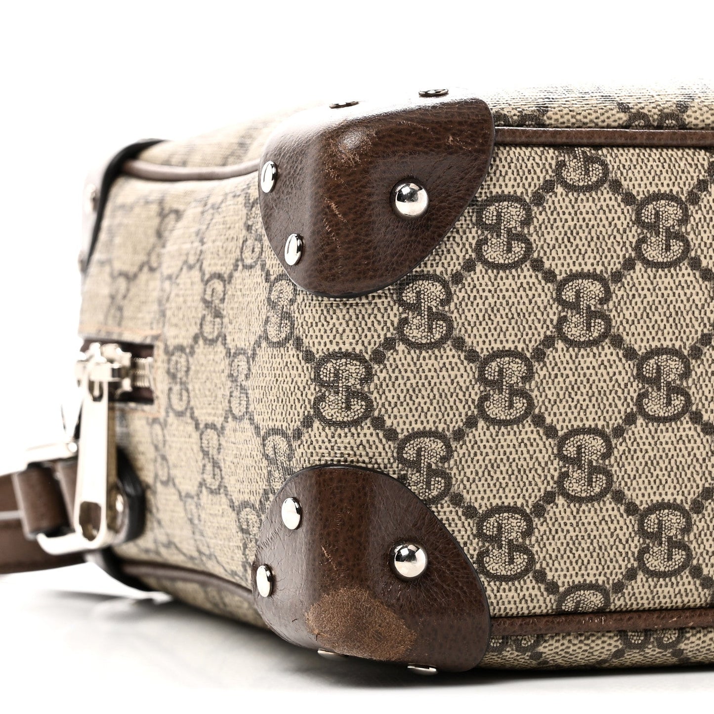 GG Supreme Monogram Textured Calfskin Square Messenger Bag Beige Ebony New Acero