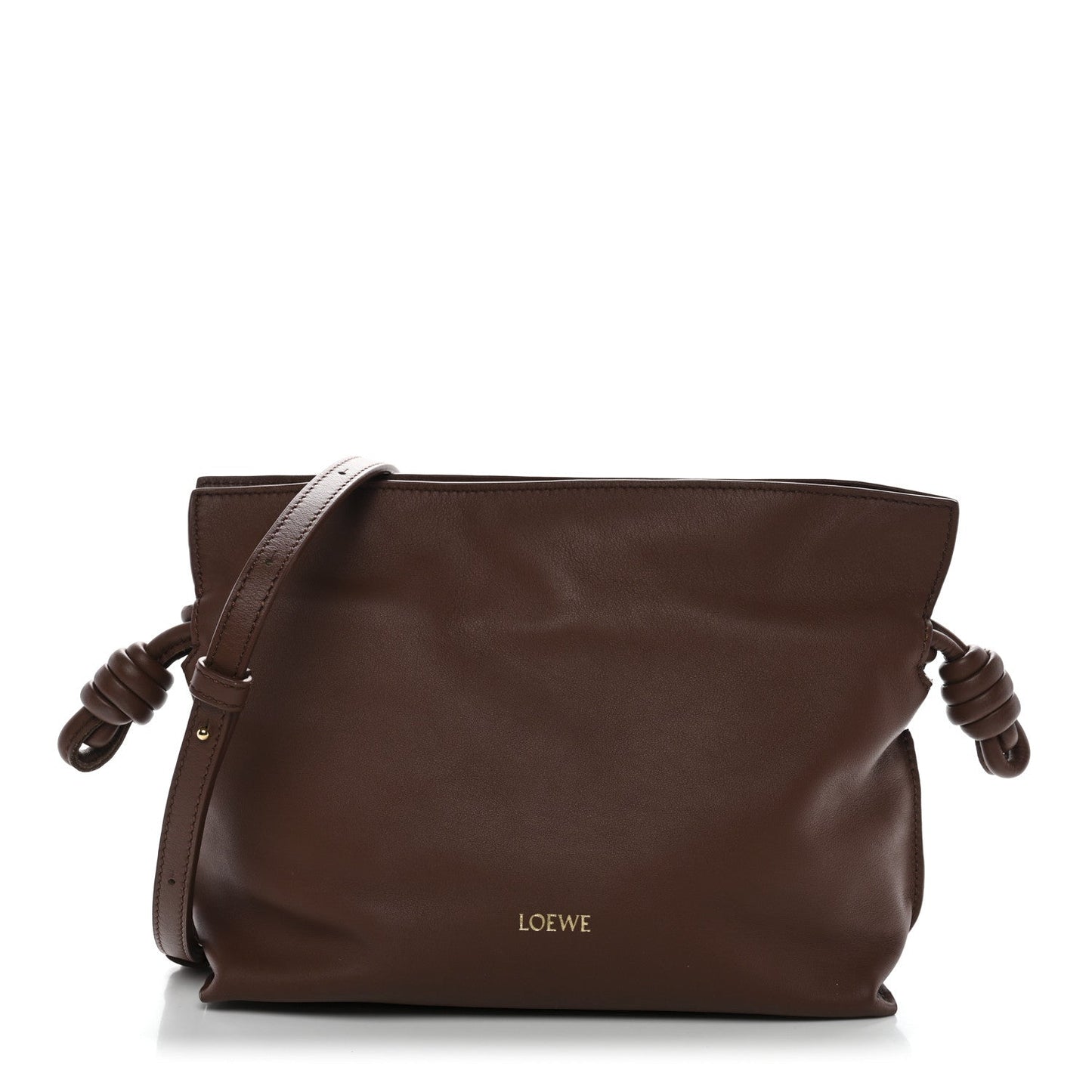 X SUNA FUJITA Nappa Flamenco Knot Clutch Havana