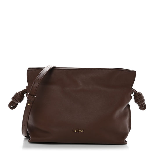 X SUNA FUJITA Nappa Flamenco Knot Clutch Havana
