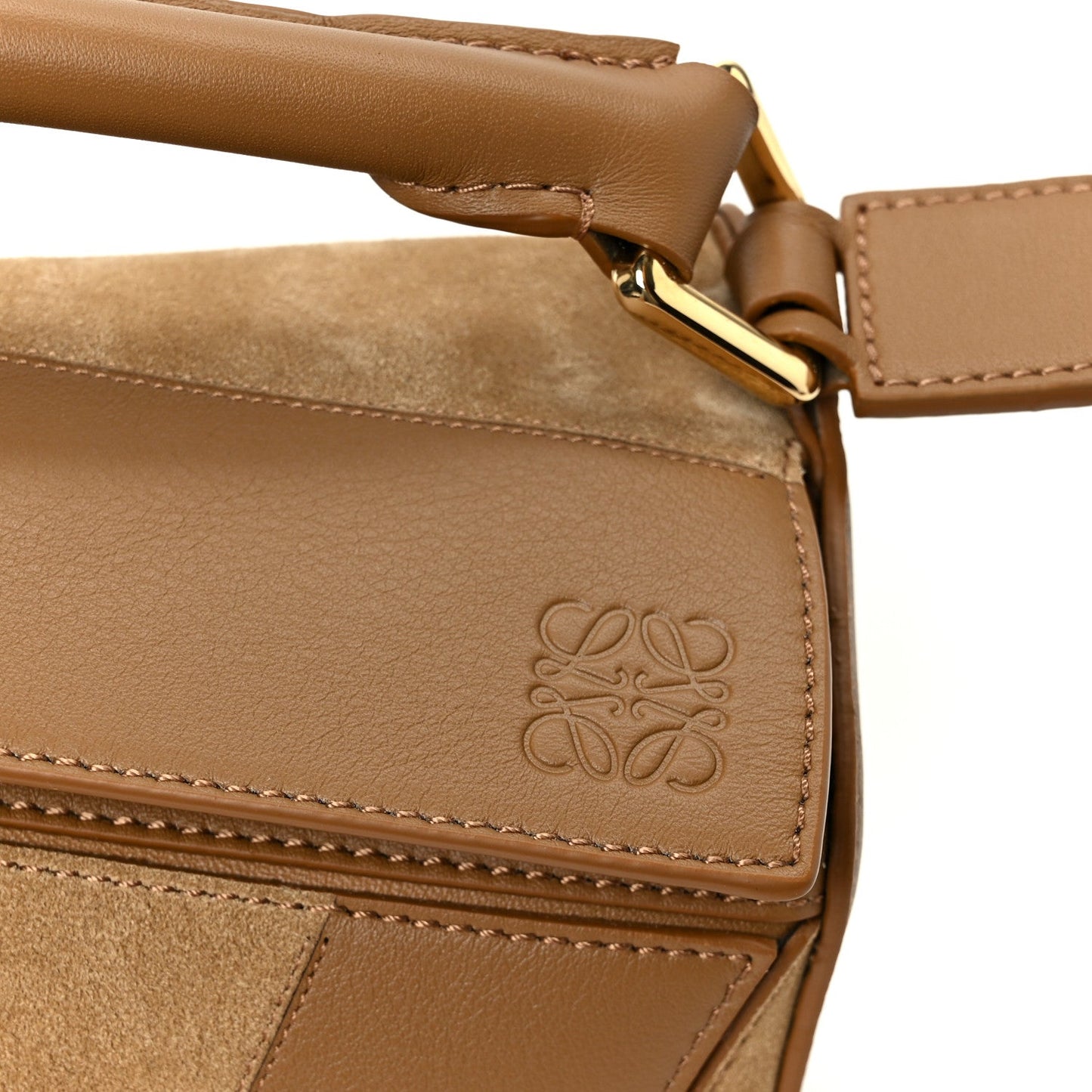 Calfskin Suede Small Puzzle Bag Oak