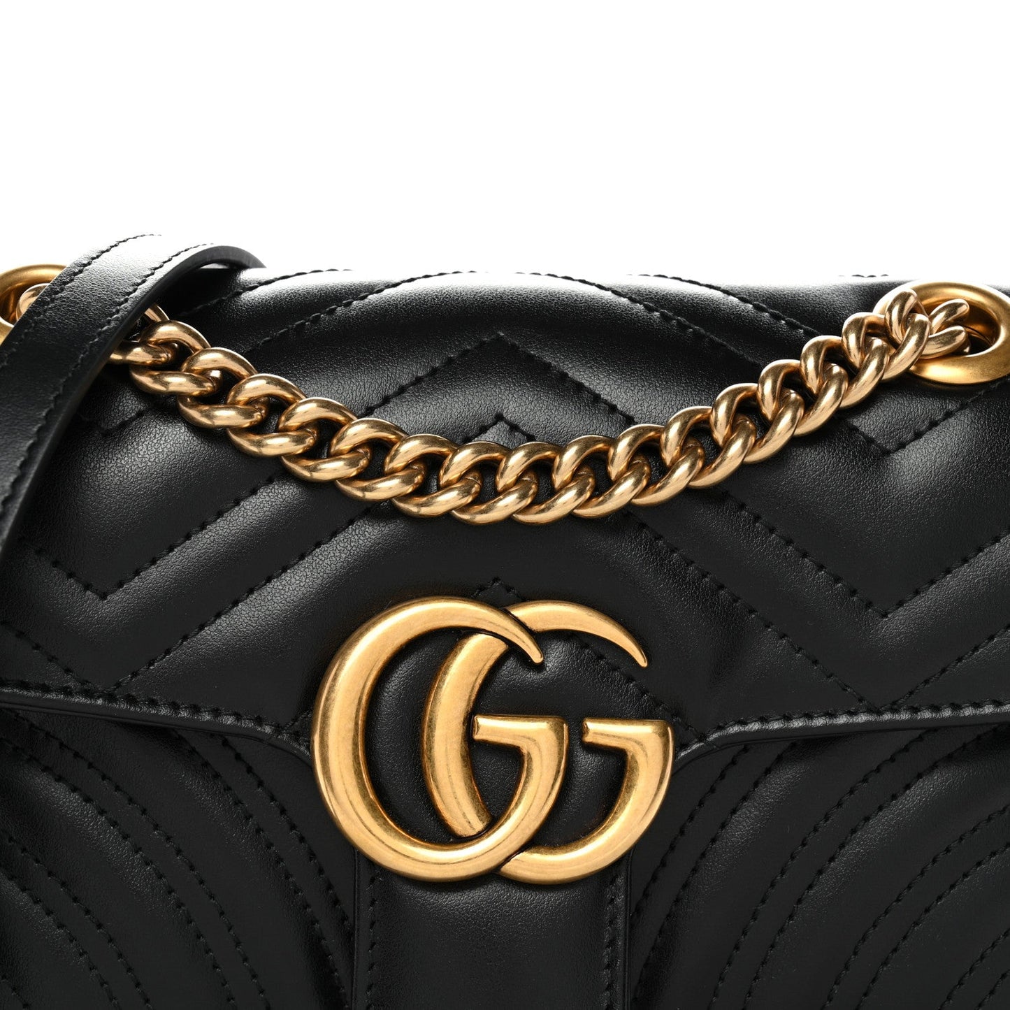 Calfskin Matelasse Mini GG Marmont Shoulder Bag Black