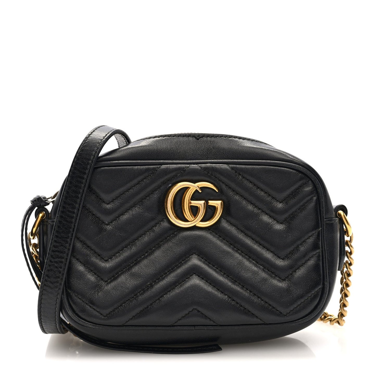 Calfskin Matelasse Mini GG Marmont Chain Shoulder Bag Black