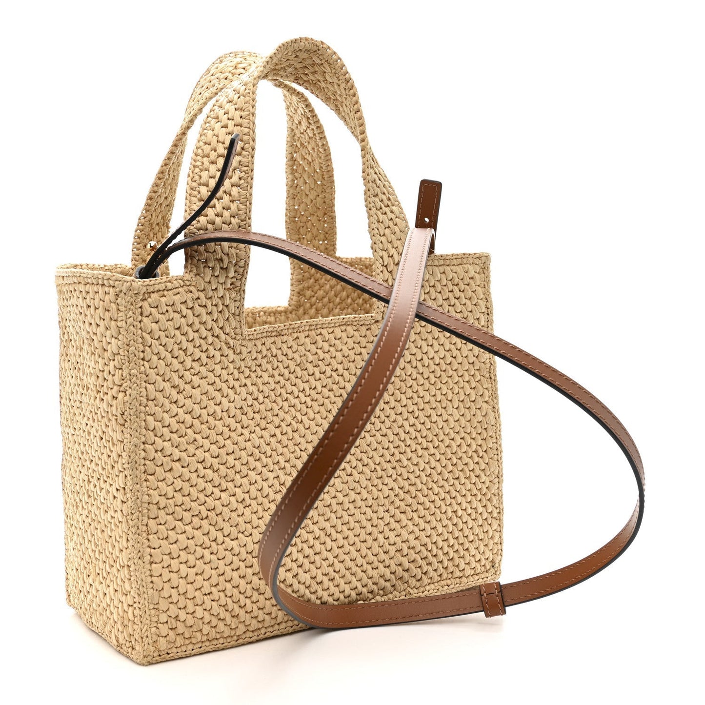 X PAULA'S IBIZA Raffia Font Tote Natural Tan
