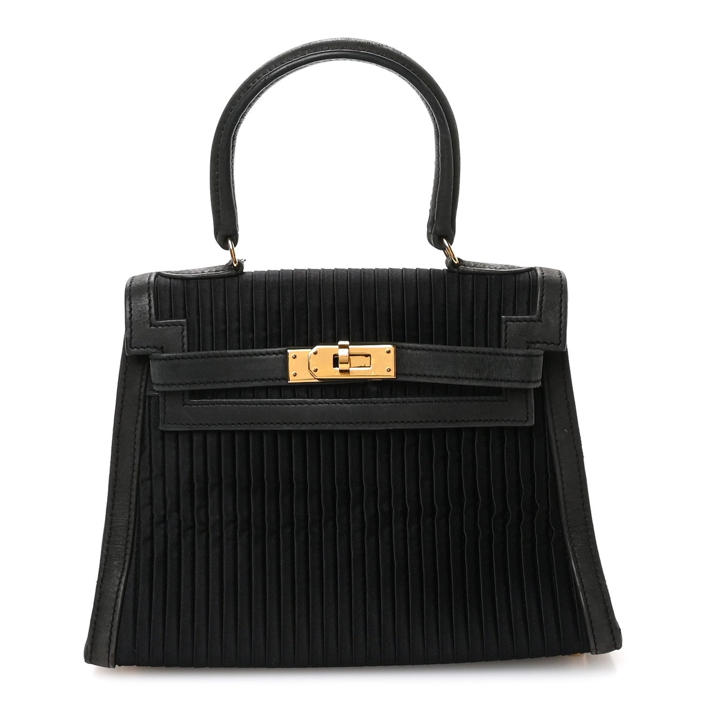 Silk Veau Doblis Pleated Mini Kelly Sellier 20 Black