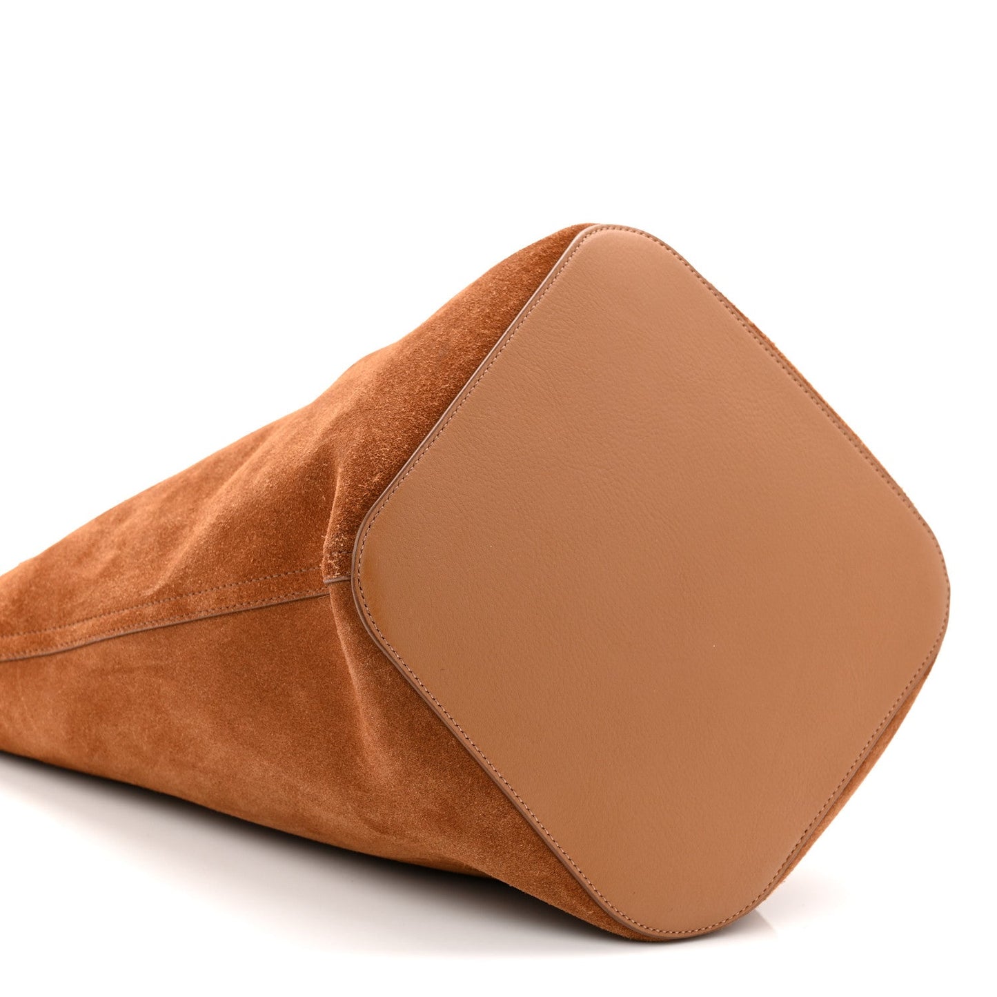 Suede Calfskin Medium Pebble Bucket Bag Tobacco