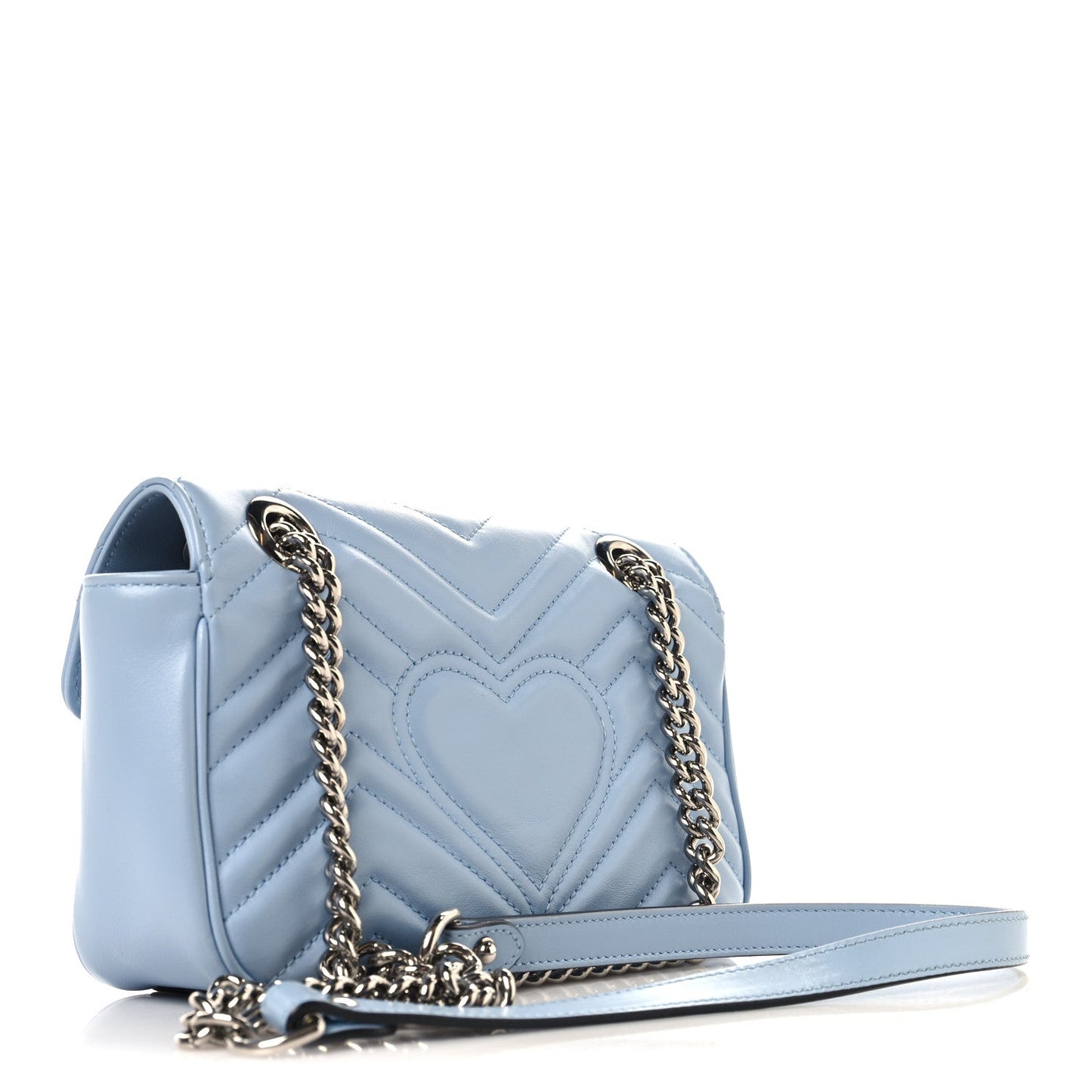 Calfskin Matelasse Mini GG Marmont Shoulder Bag Porcelain Light Blue