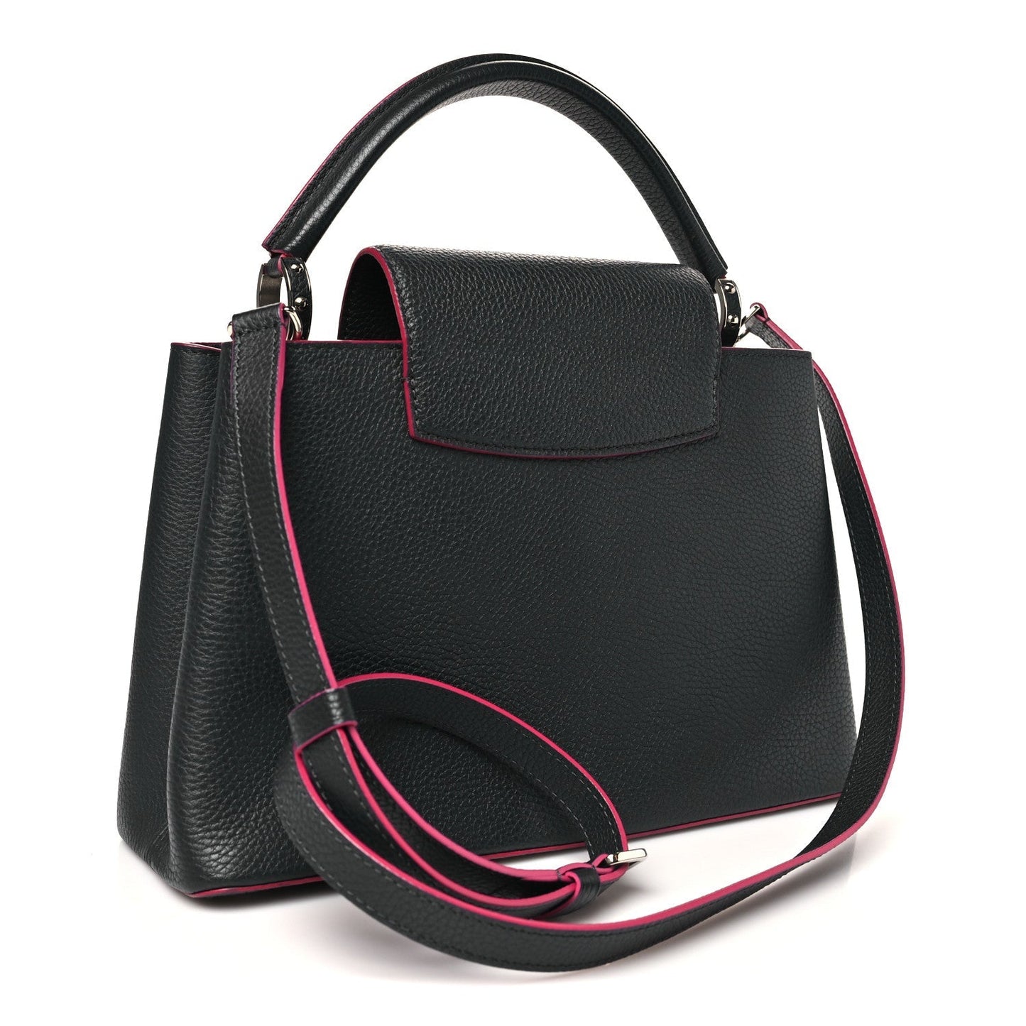 Taurillon Capucines PM Black Fuchsia
