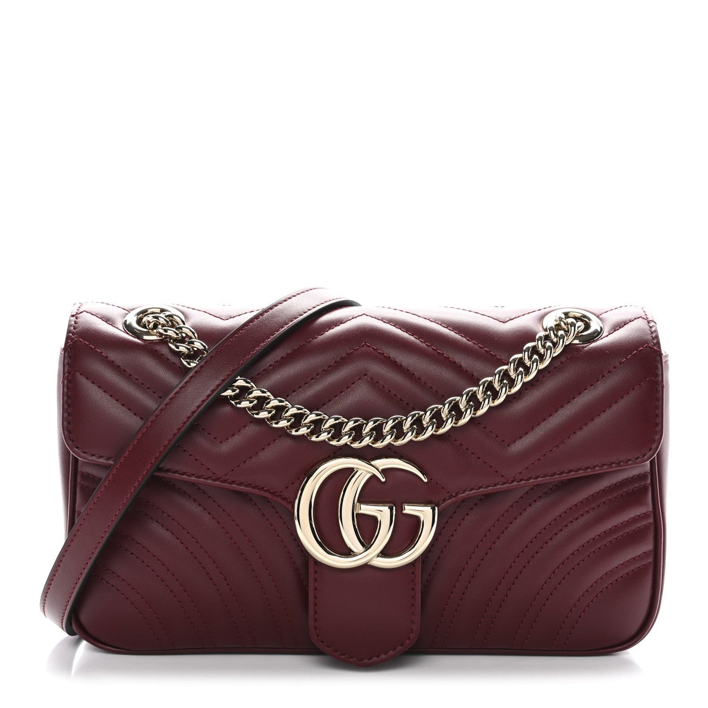 Calfskin Matelasse Small GG Marmont Shoulder Bag Ancora Red