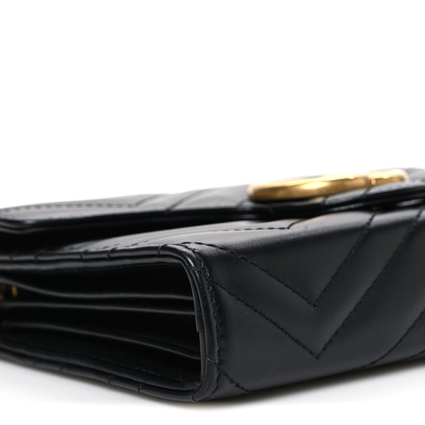Calfskin Matelasse GG Marmont Chain Wallet Black