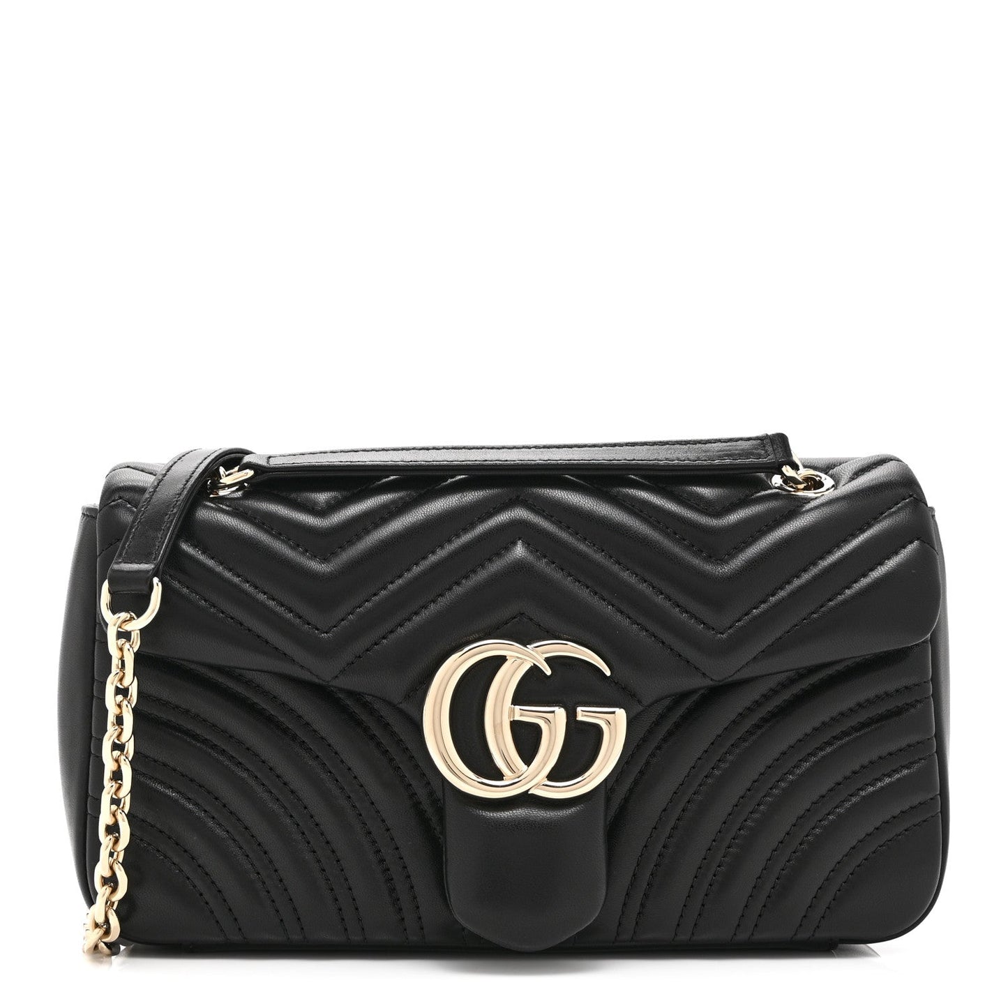 Lambskin Matelasse Medium GG Marmont Shoulder Bag Black