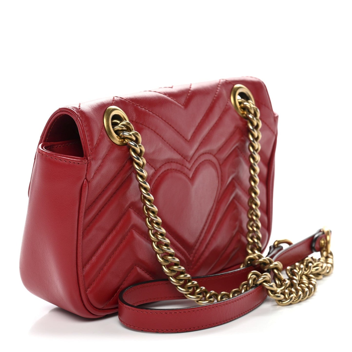 Calfskin Matelasse Mini GG Marmont Shoulder Bag Hibiscus Red