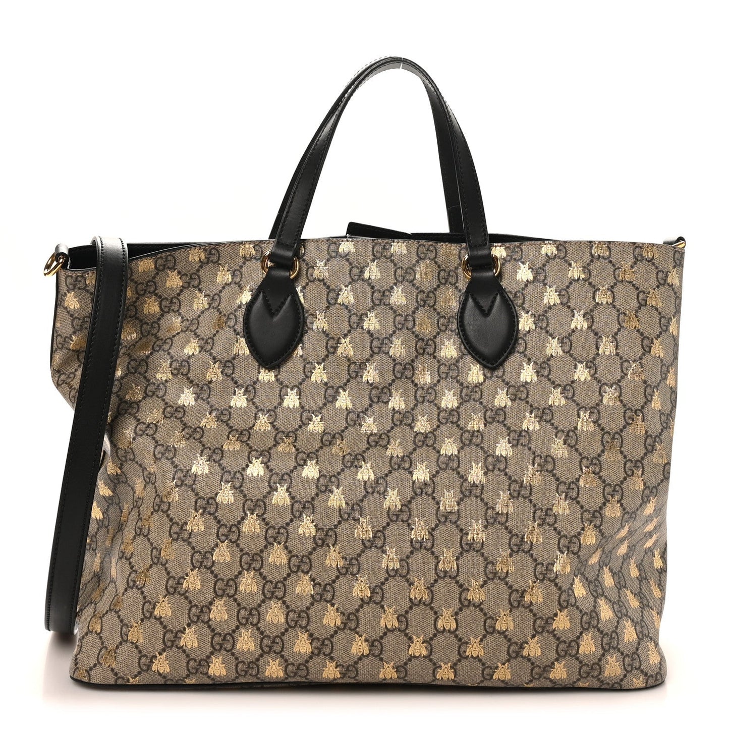 Soft GG Supreme Monogram Bees Medium Crossbody Tote Beige Oro Black