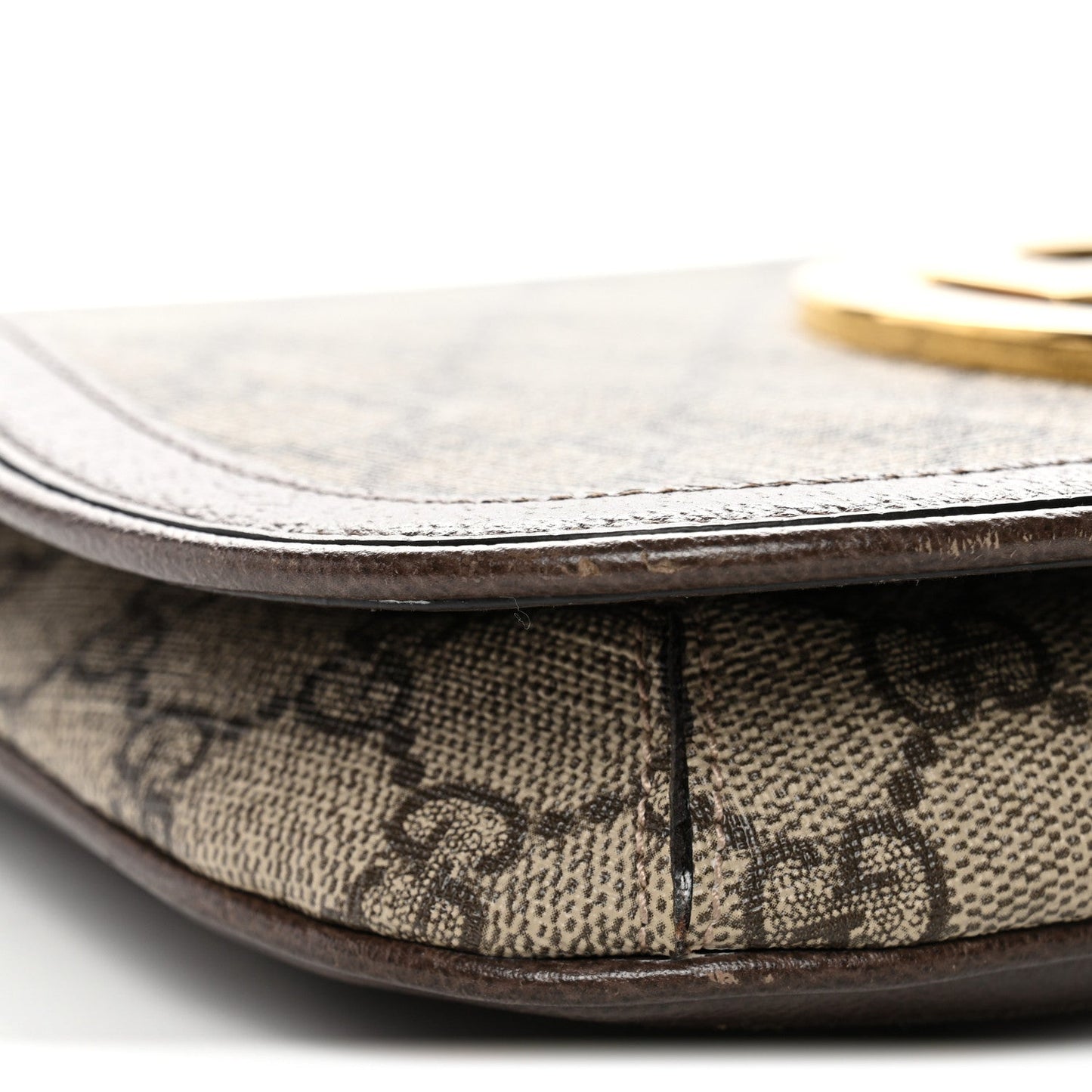 GG Supreme Monogram Textured Dollar Calfskin Blondie Chain Shoulder Flap Bag Beige Ebony New Acero