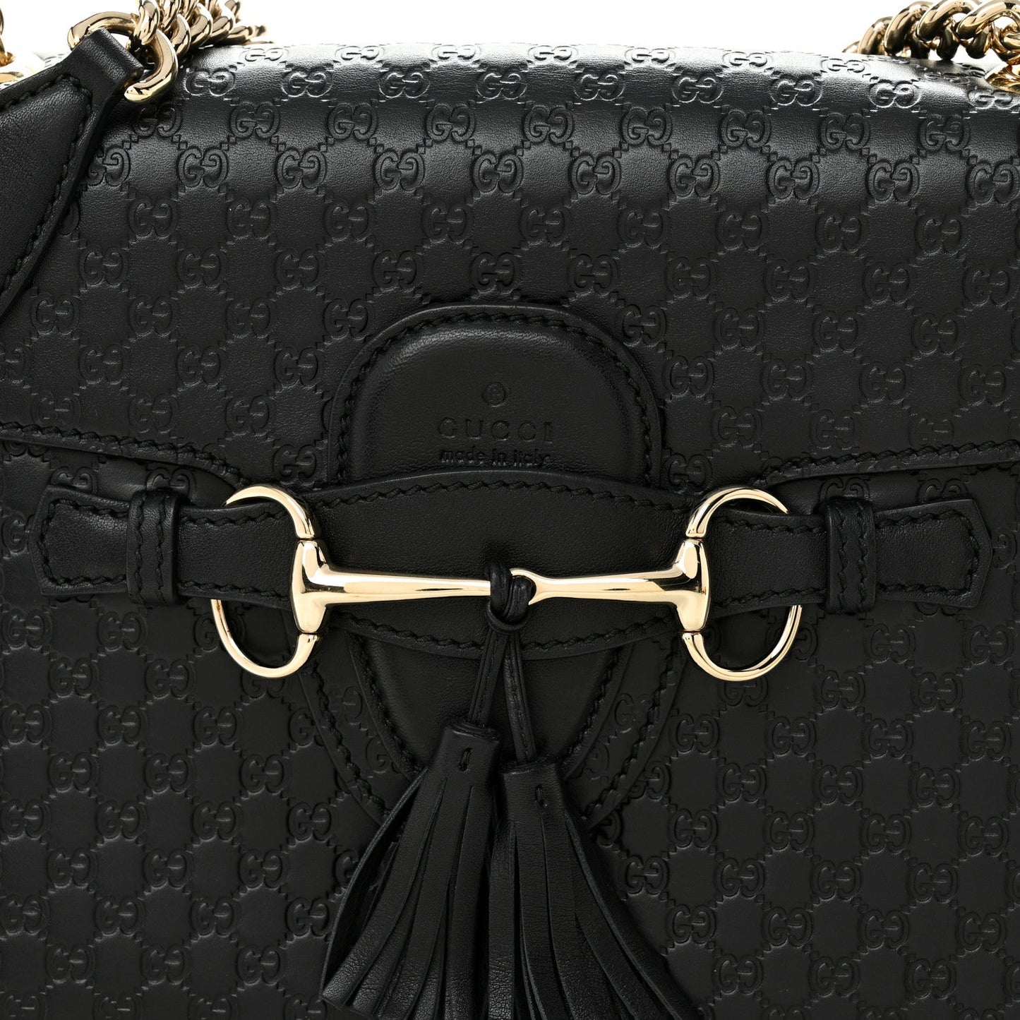 Microguccissima Medium Emily Chain Shoulder Bag Black