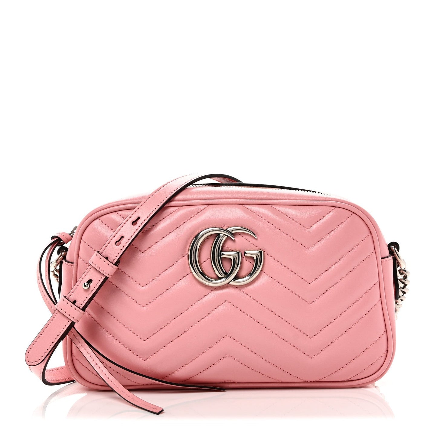 Calfskin Matelasse Small GG Marmont Chain Shoulder Bag Wild Rose