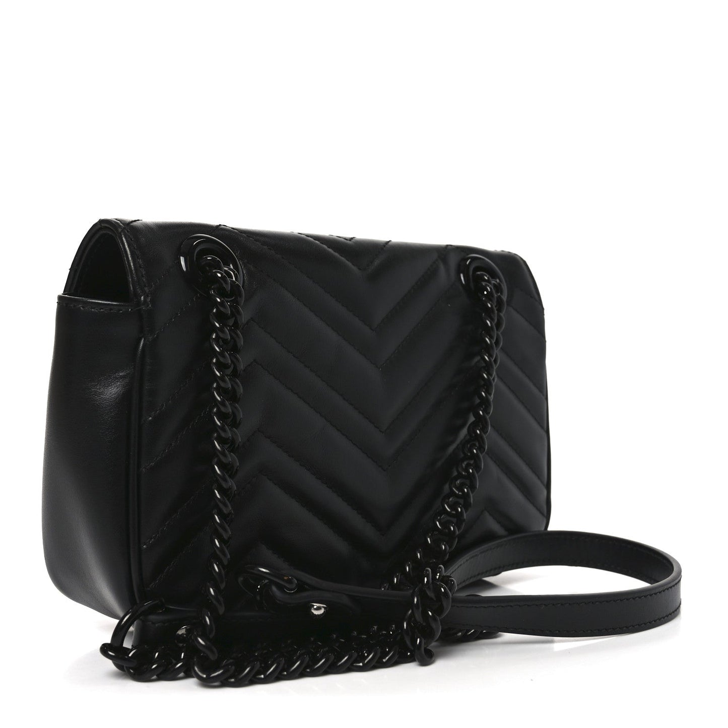 Calfskin Matelasse Monochrome Mini GG Marmont Shoulder Bag Black