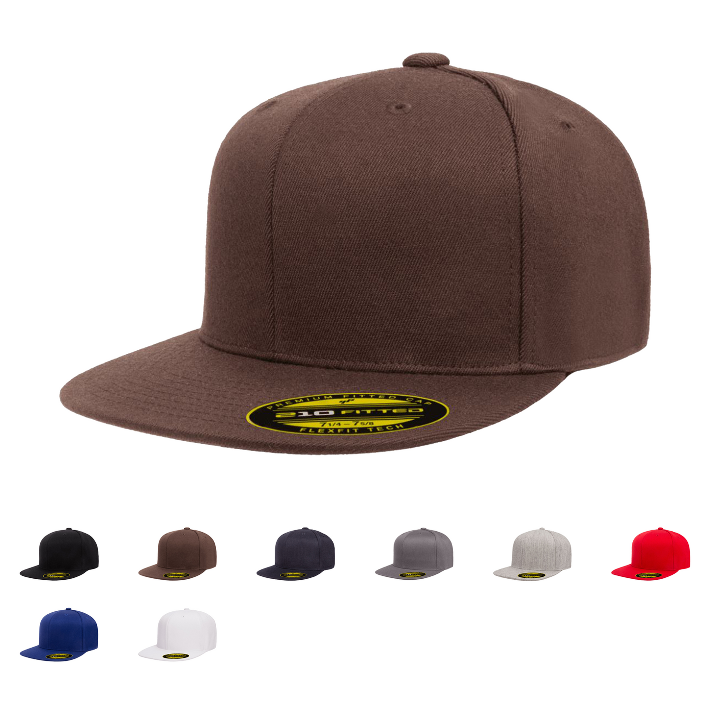 FlexFit 6210 - Flexfit 210? Premium Fitted Cap Flat Bill Hat, 6210FF - Blank
