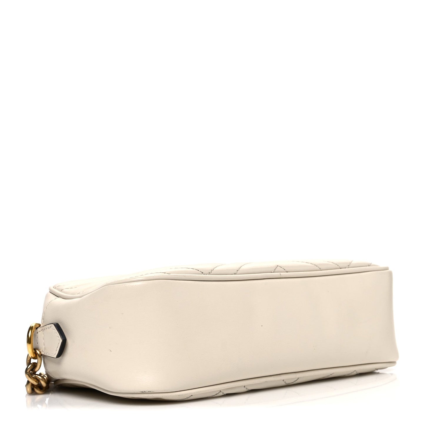 Calfskin Matelasse Small GG Marmont Chain Shoulder Bag White
