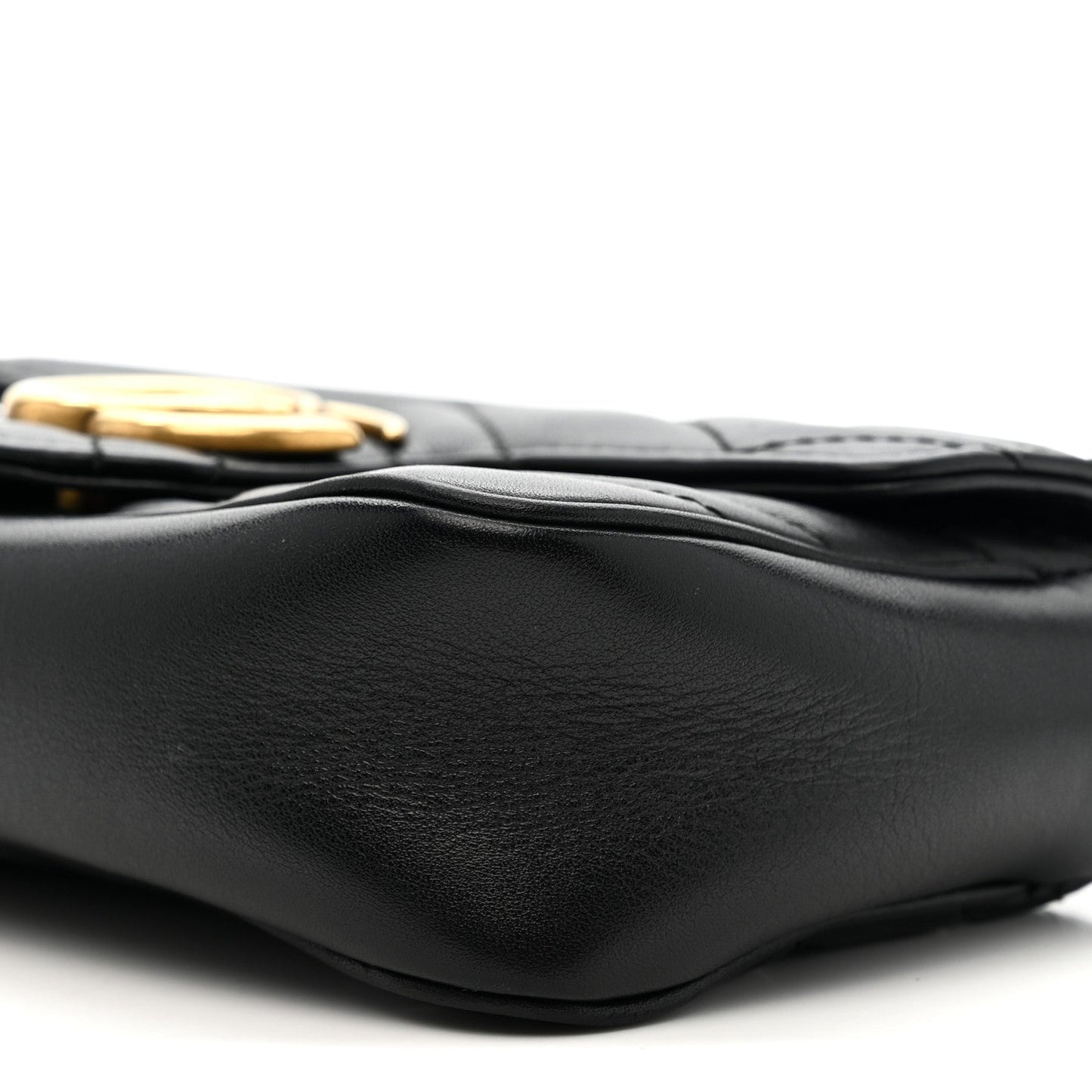 Calfskin Matelasse Super Mini GG Marmont Shoulder Bag Black