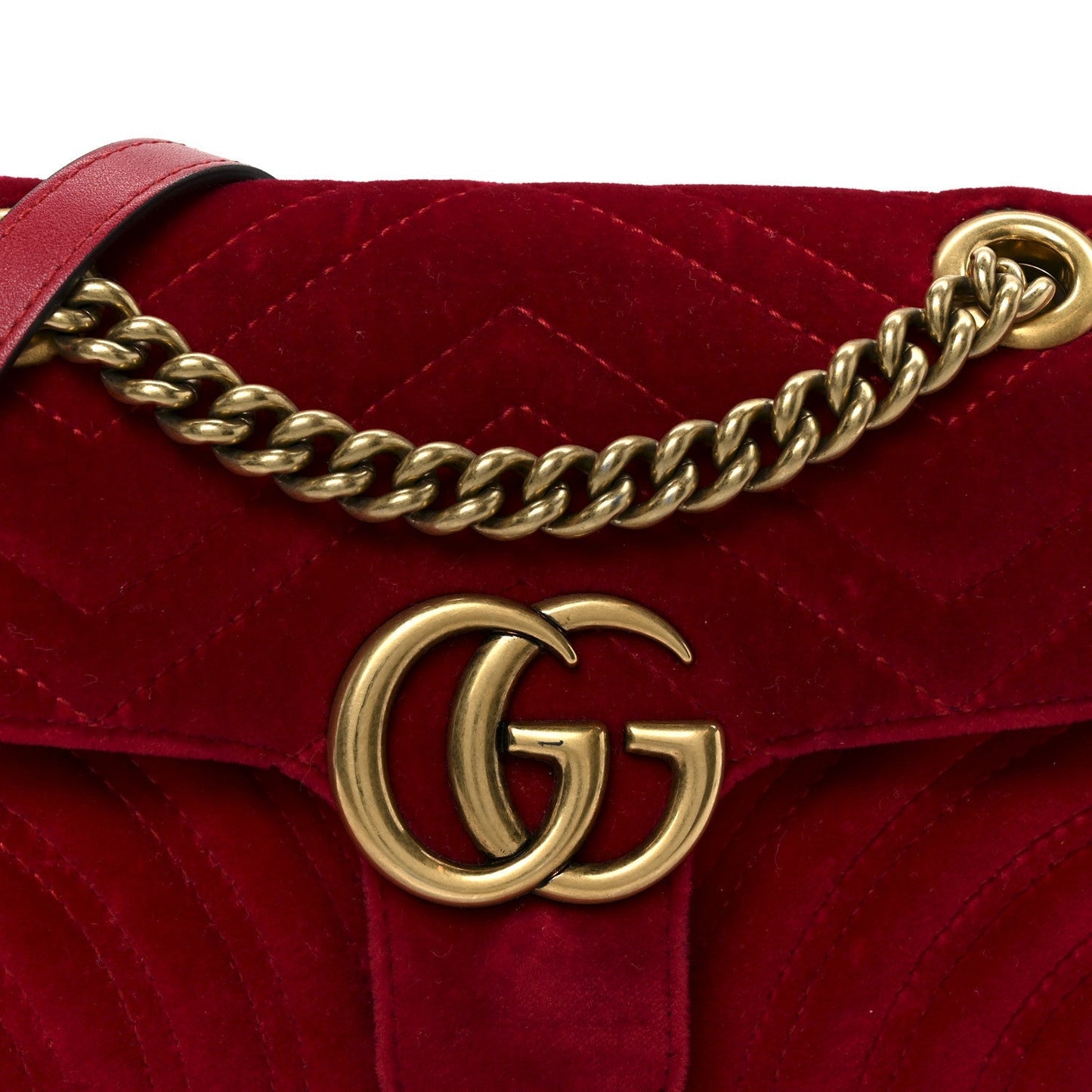 Velvet Matelasse Mini GG Marmont Shoulder Bag Hibiscus Red