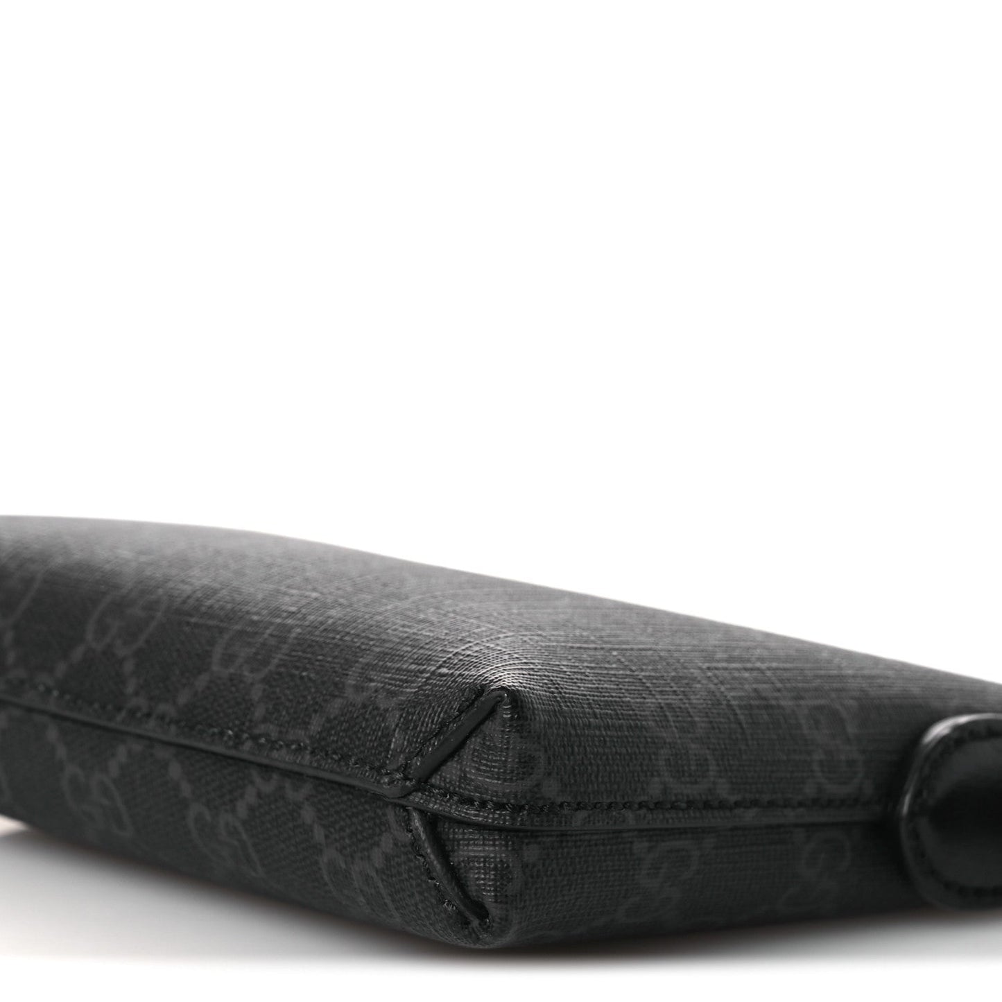 GG Supreme Monogram Azalea Calfskin Small Retro Interlocking G Wristlet Messenger Bag Black