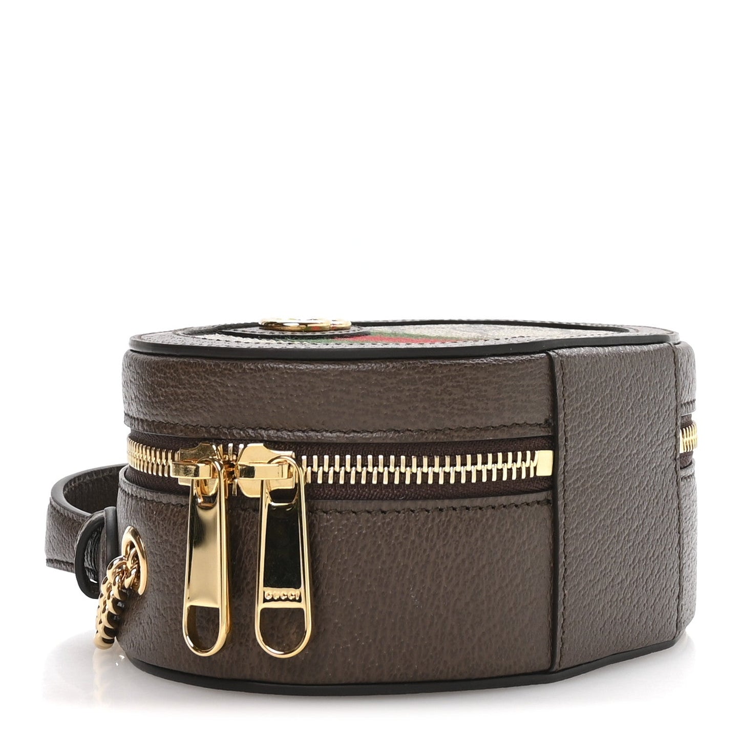 GG Supreme Monogram Top Handle Web Mini Ophidia Round Shoulder Bag Brown