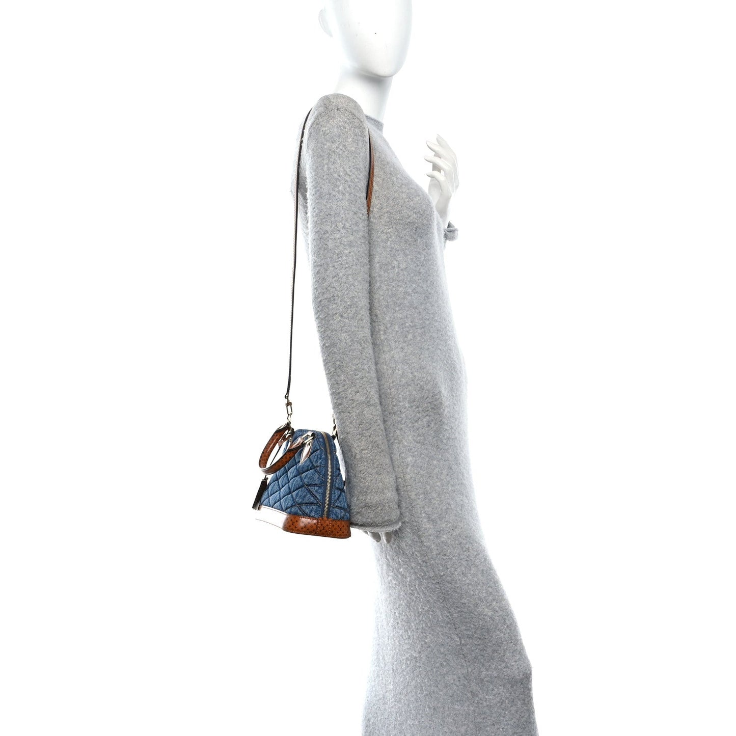Denim Calfskin Reverse Monogram Malletage Alma BB Blue