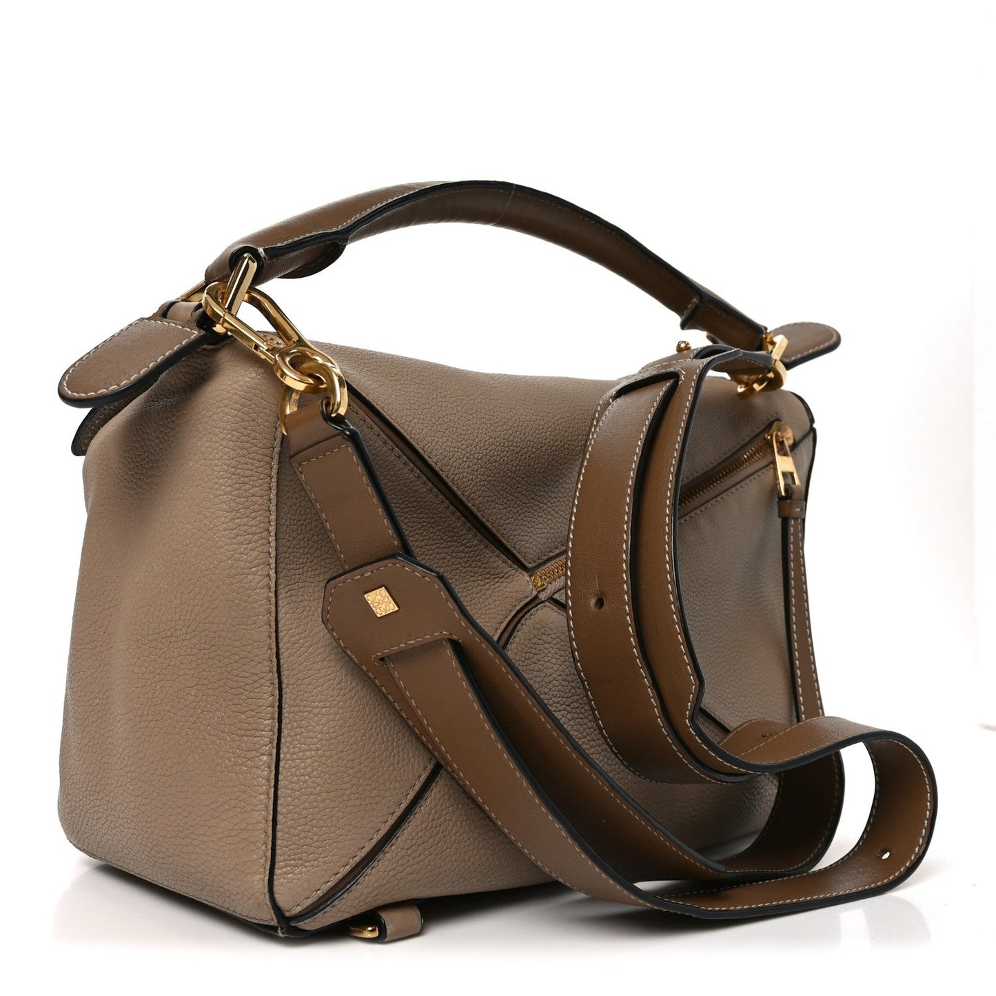 Grained Calfskin Medium Puzzle Bag Sand Mink
