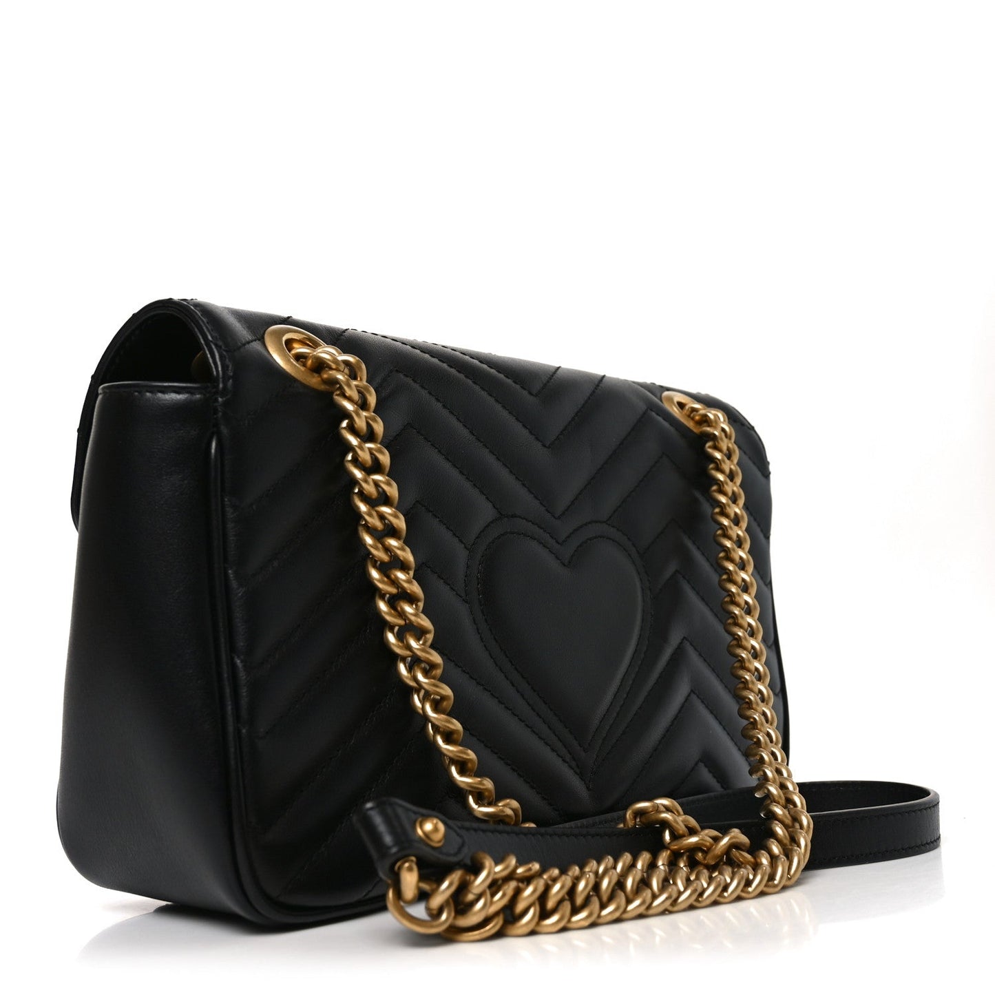 Calfskin Matelasse Small GG Marmont Shoulder Bag Black