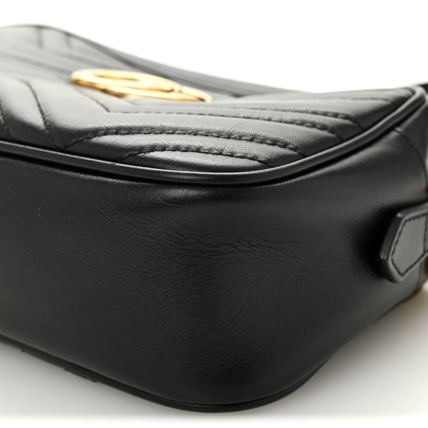 Calfskin Matelasse Small GG Marmont Chain Shoulder Bag Black