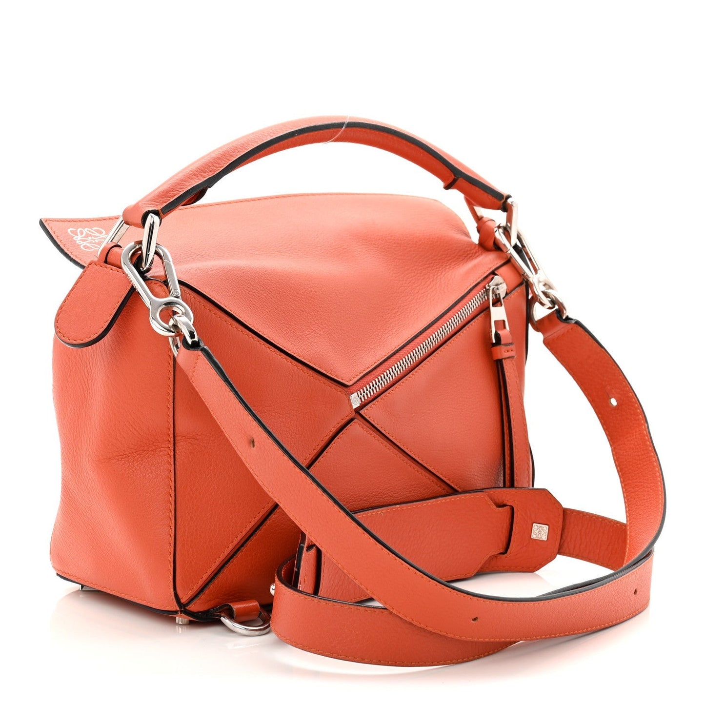 Grained Calfskin Small Puzzle Bag Orange