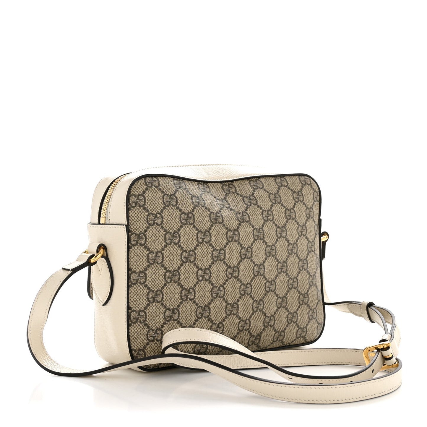 GG Supreme Monogram Small Horsebit 1955 Shoulder Bag Beige Mystic White
