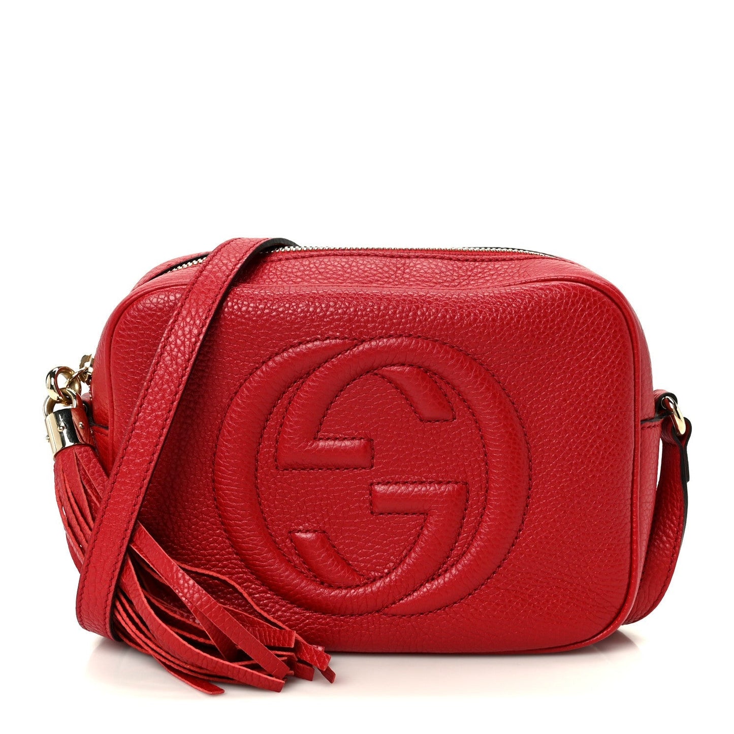 Pebbled Calfskin Small Soho Disco Bag Vibrant Red
