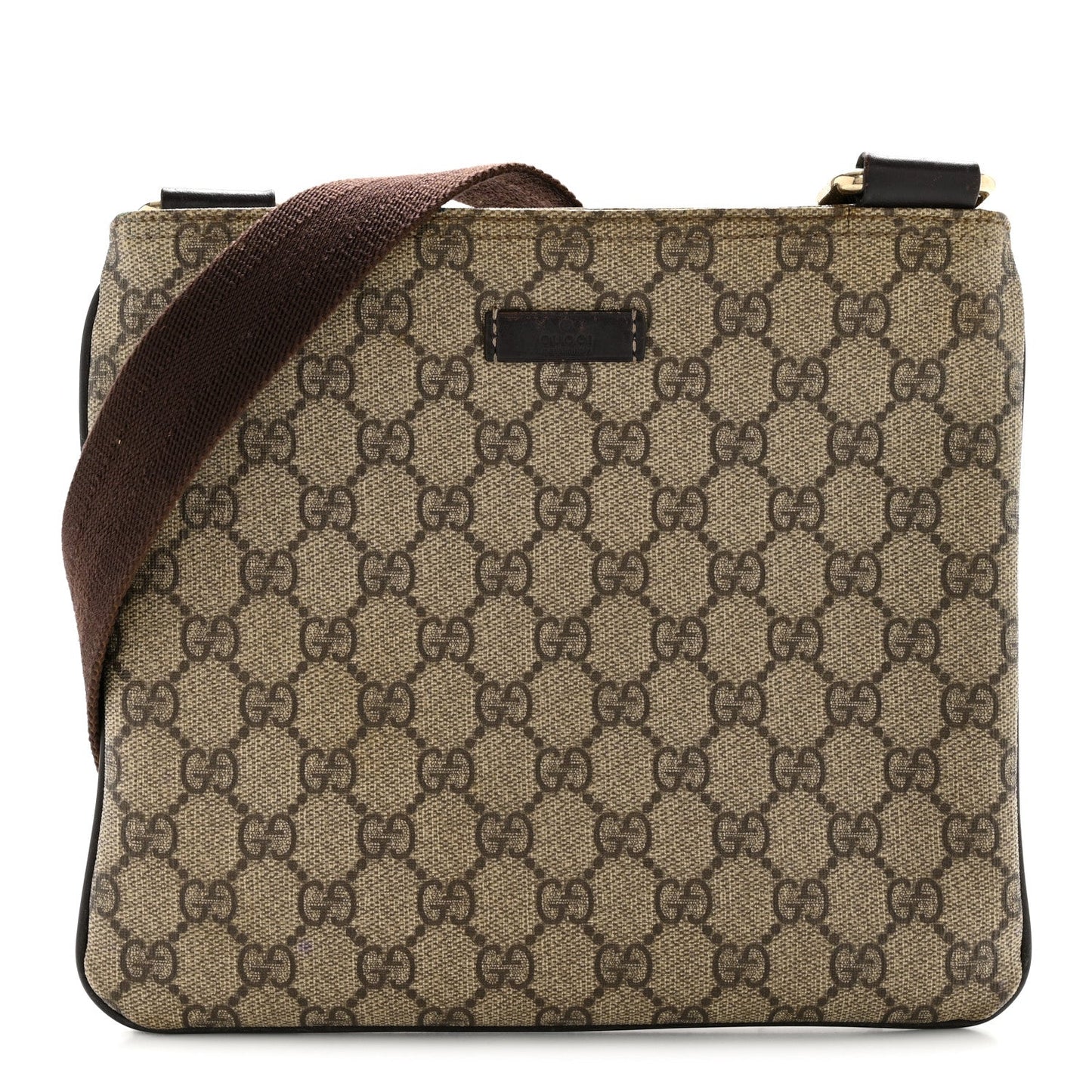 GG Supreme Monogram Small Flat Messenger Bag Dark Brown