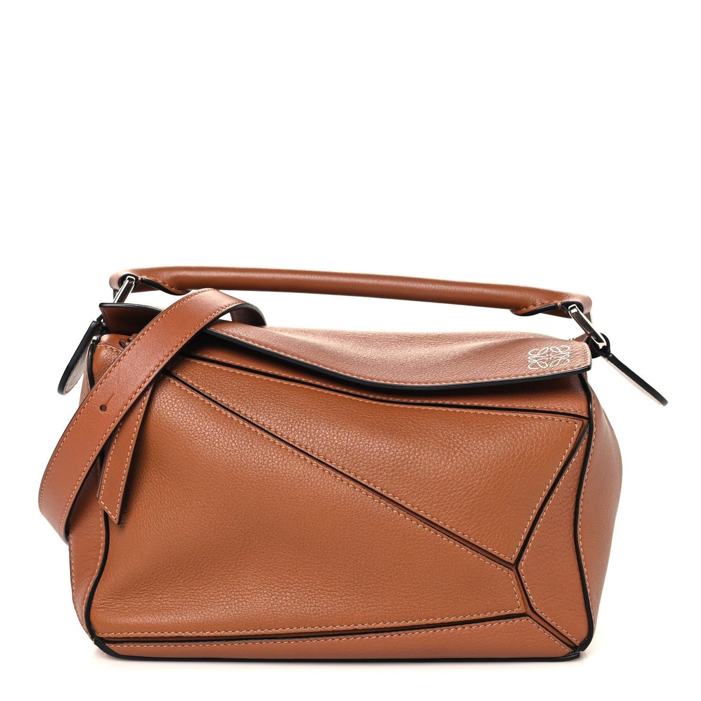 Grained Calfskin Small Puzzle Bag Tan