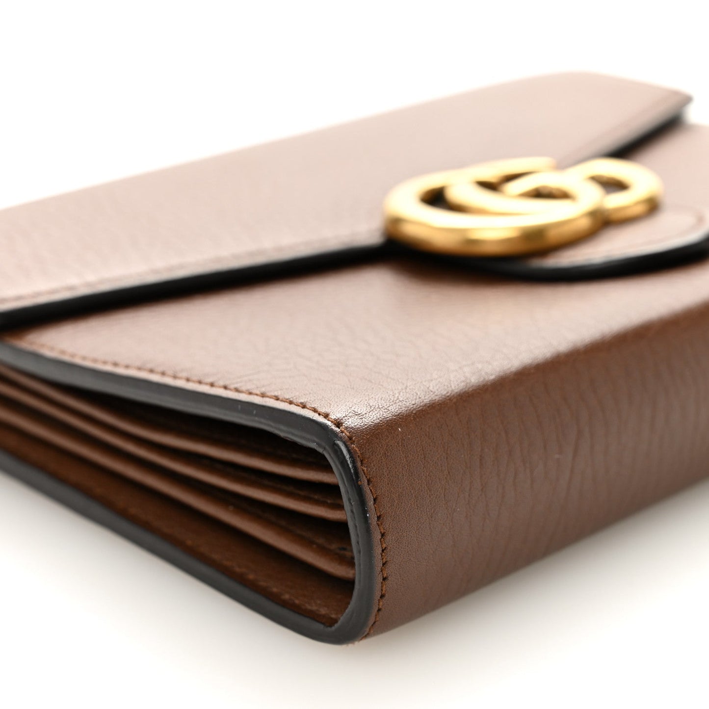 Cellarius Calfskin GG Marmont Chain Wallet Nut Brown