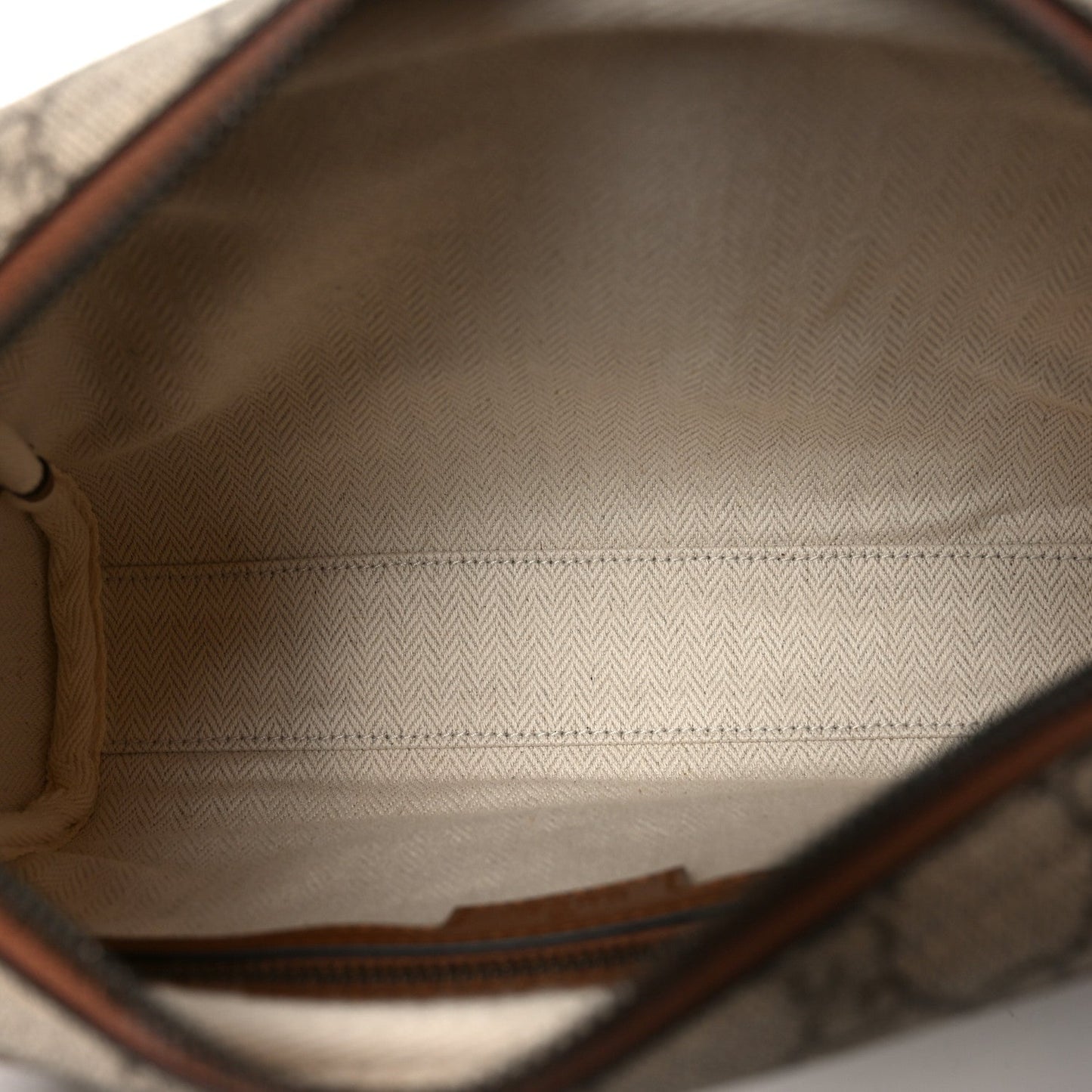 GG Supreme Monogram Textured Calfskin Emblem Small Crossbody Beige Ebony Old Sundial