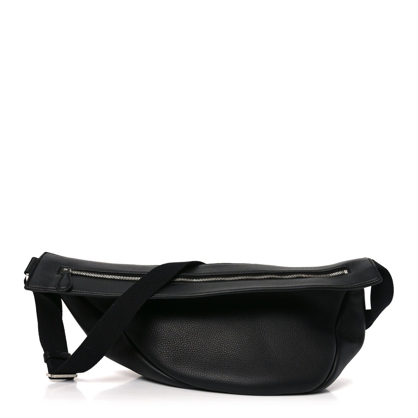 Grained Calfskin Large Slouchy Banana Bag Black