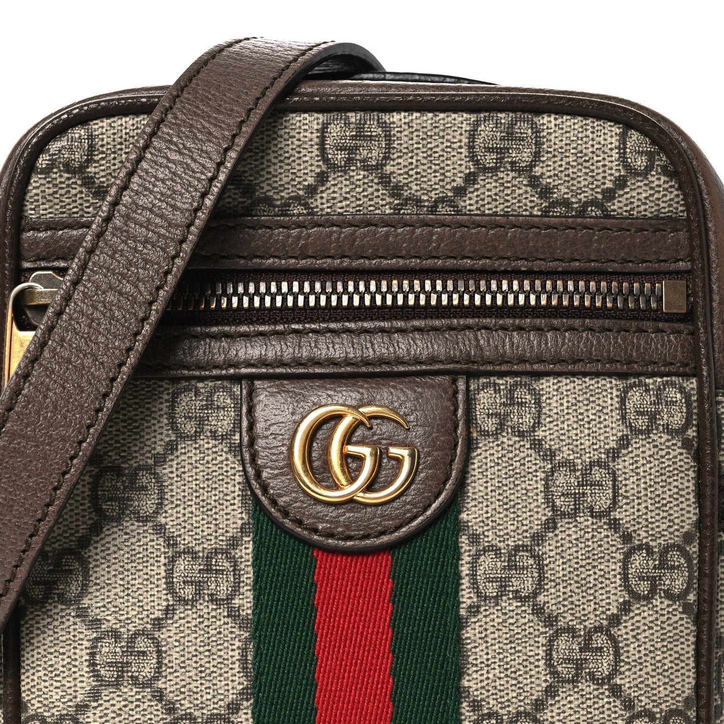 GG Supreme Monogram Web Mini Ophidia Messenger Brown