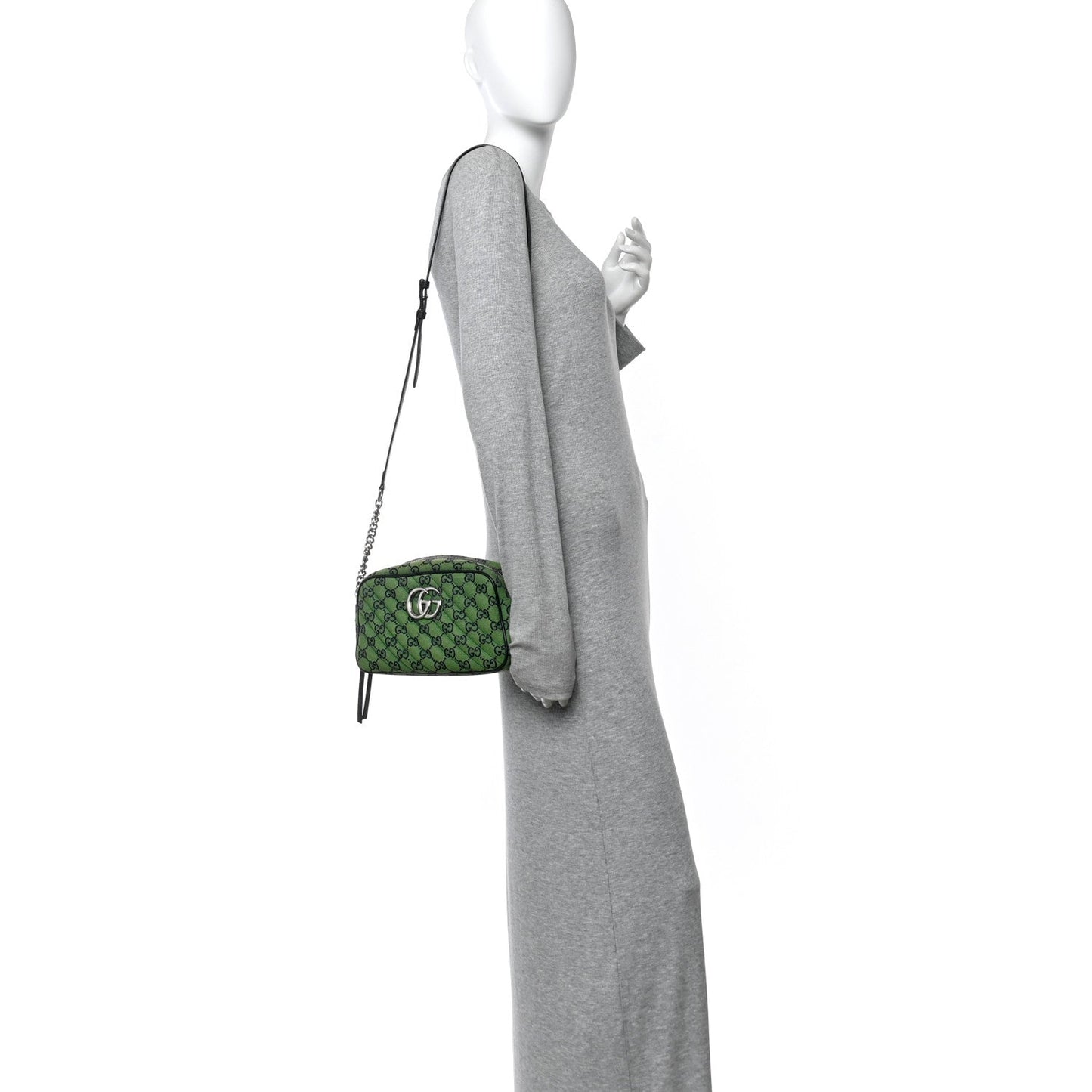 Monogram Multicolor Matelasse Diagonal Small GG Marmont Chain Shoulder Bag Green Blue