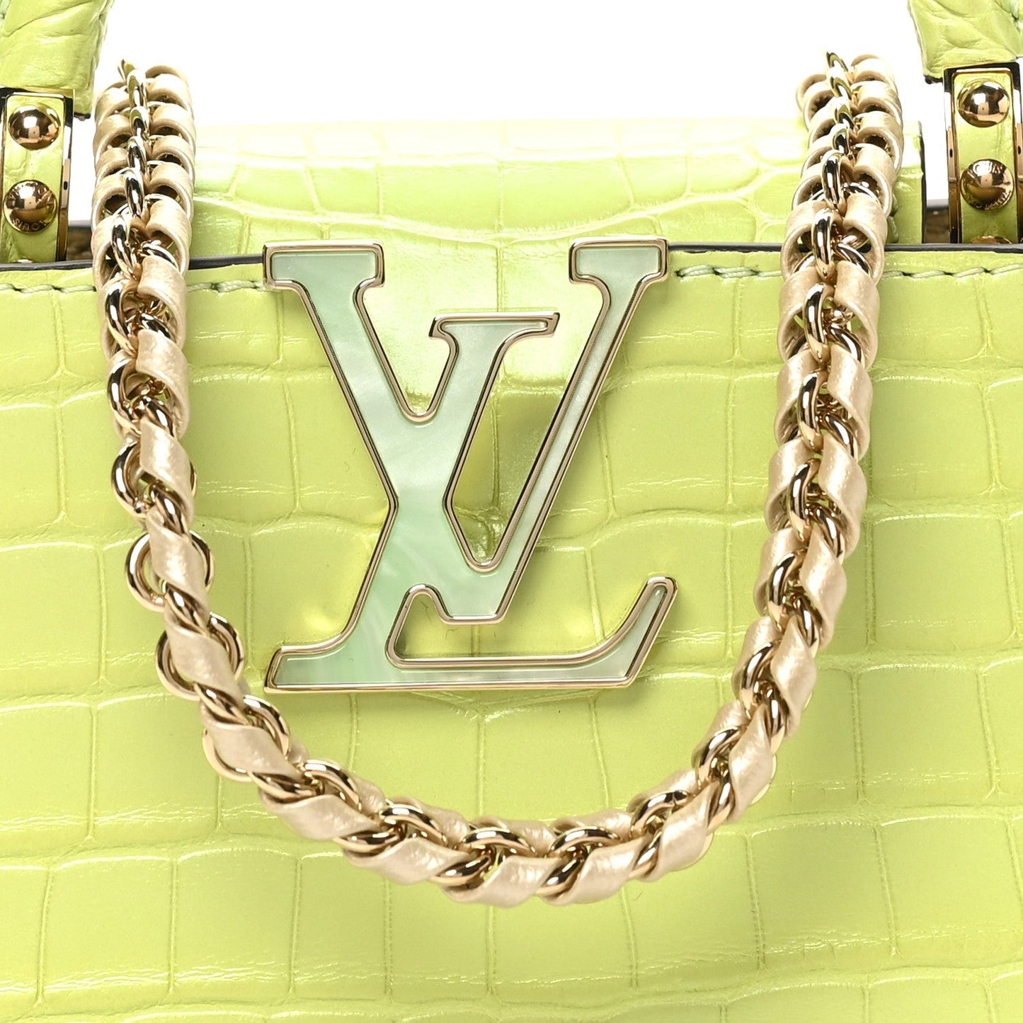 Iridescent Alligator Nano Capucines Lime