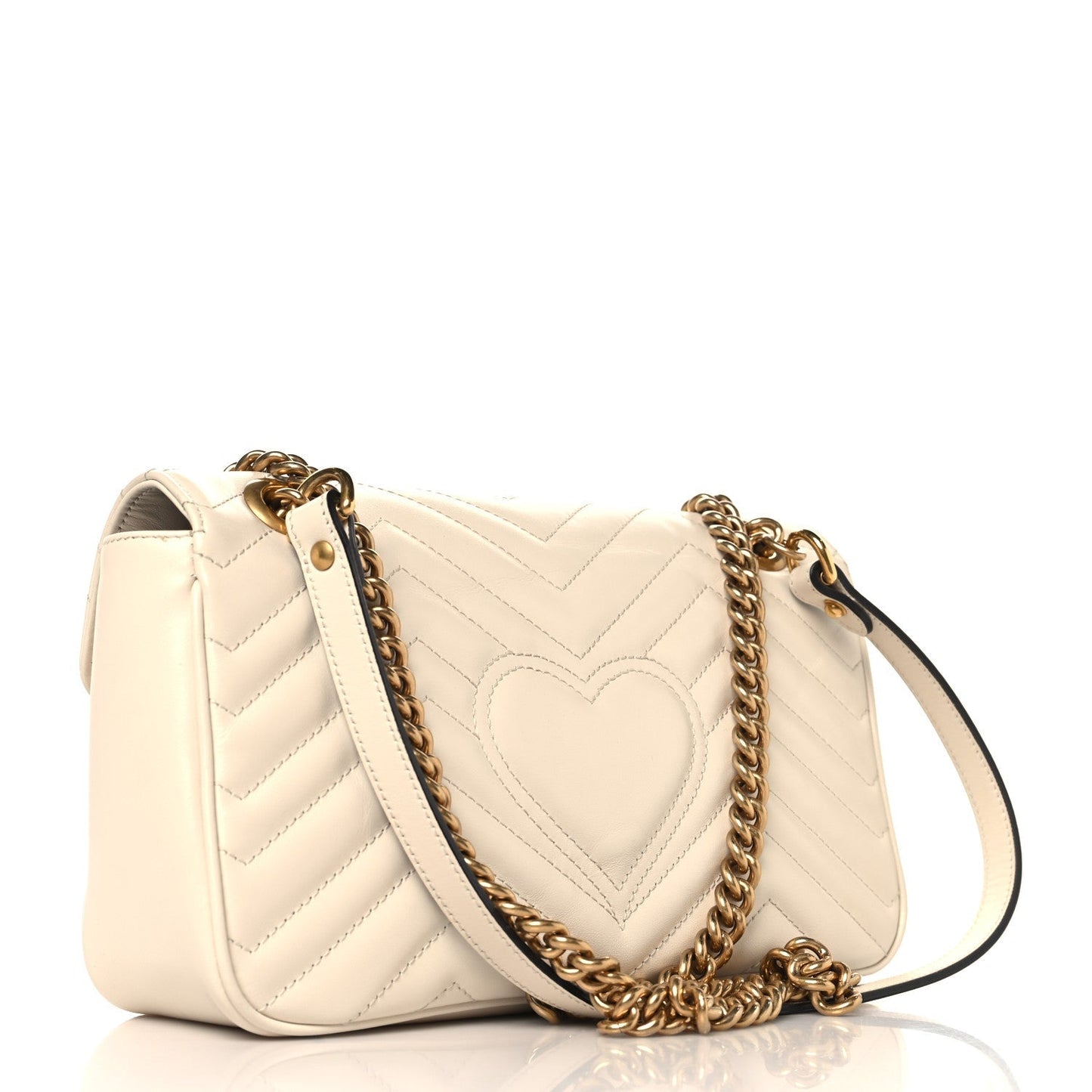 Calfskin Matelasse Small GG Marmont Shoulder Bag White