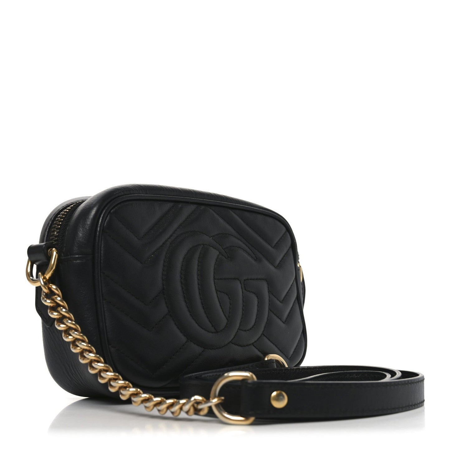 Calfskin Matelasse Mini GG Marmont Chain Shoulder Bag Black