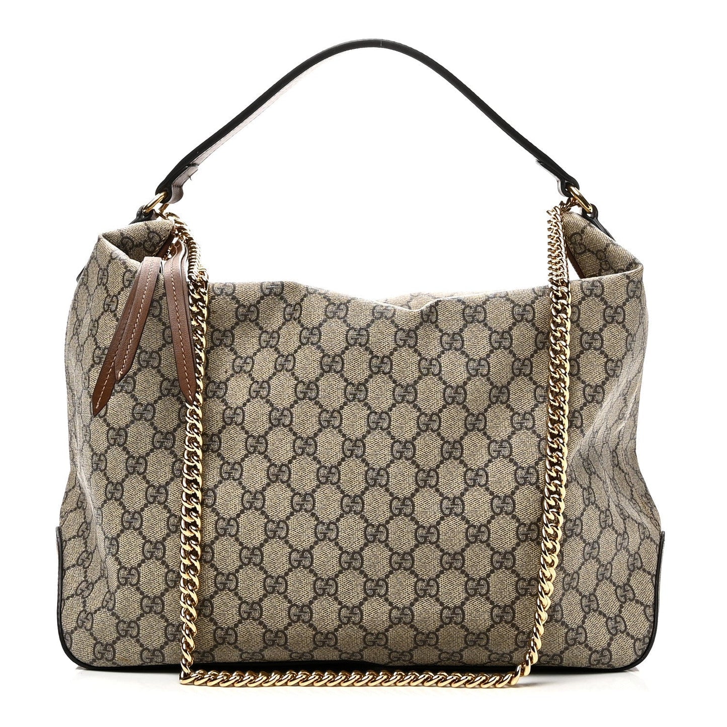 GG Supreme Monogram Large Linea A Hobo Light Brown