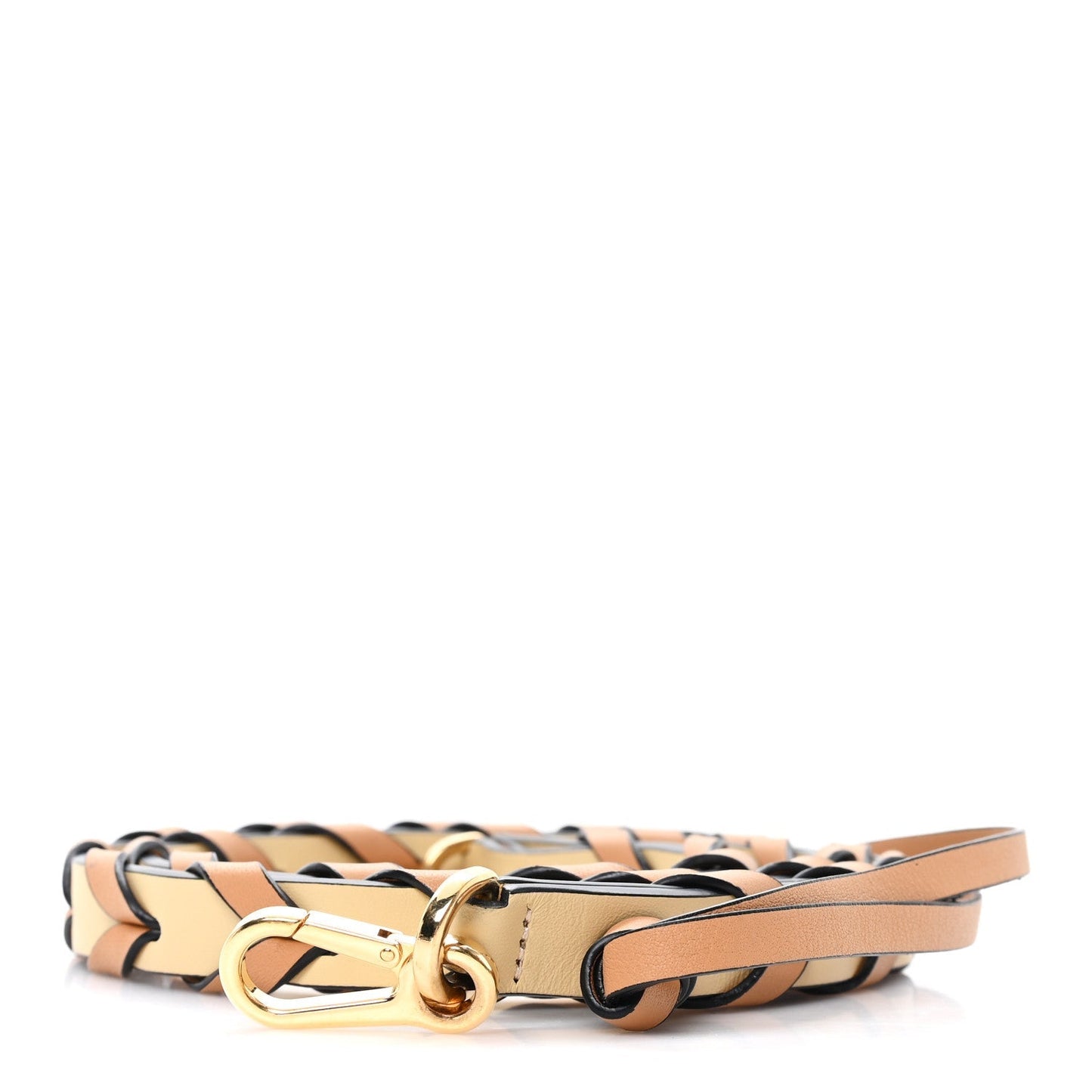 Calfskin Braided Thin Strap Dark Butter