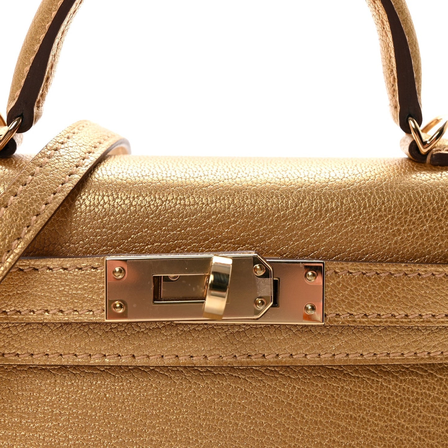 Metallic Chevre Chamkilight Mini Kelly Sellier 20 Dore