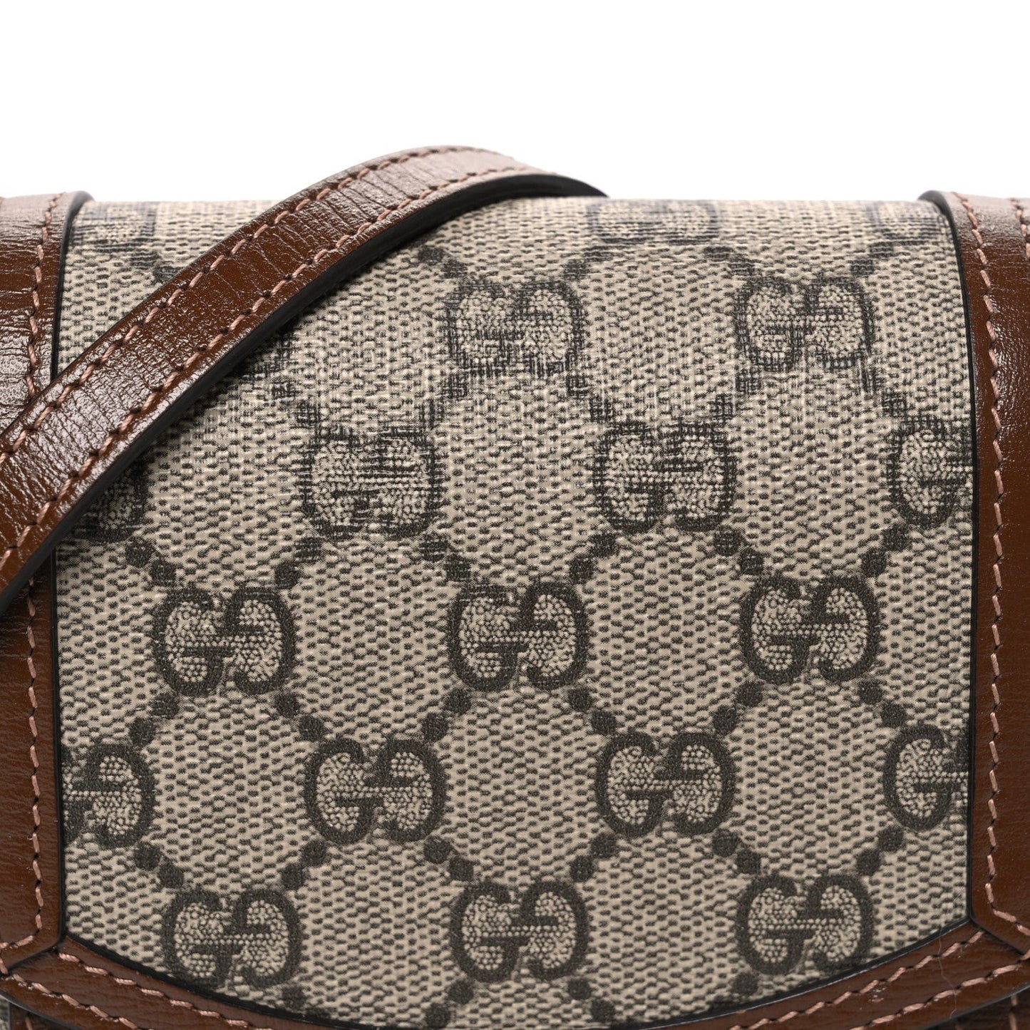 GG Supreme Monogram Mini Horsebit 1955 Crossbody Bag Beige Brown Sugar